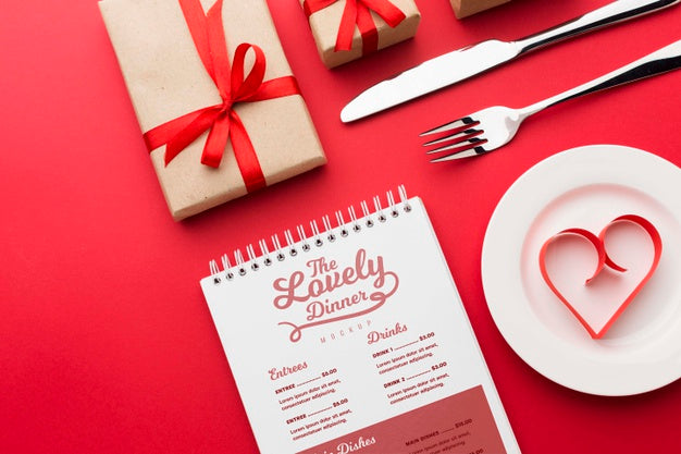 Flat Lay Heart Shape With Presents Psd