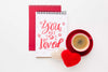 Flat Lay Hearts And Coffee Arrangement Psd