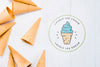 Flat Lay Ice Cream Cone Mockup With Copyspace Psd