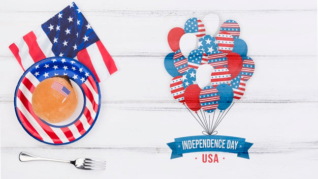 Flat Lay Independence Day Mockup With Copyspace Psd