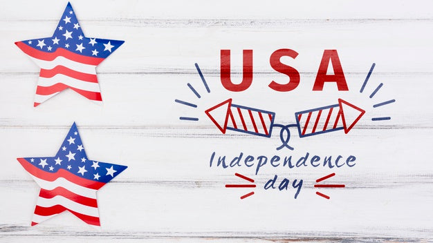 Flat Lay Independence Day Mockup With Copyspace Psd