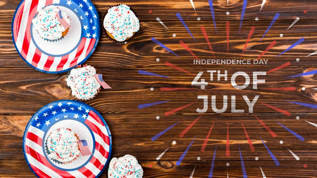 Flat Lay Independence Day Mockup With Copyspace Psd