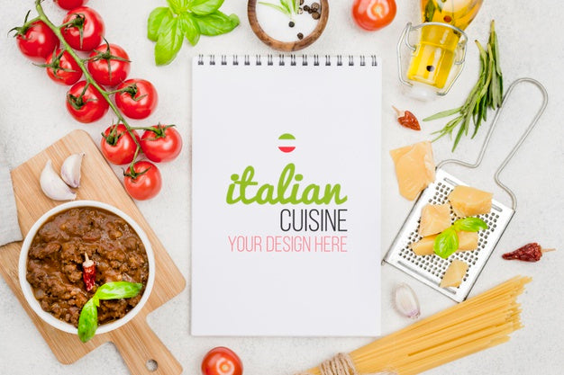 Flat Lay Italian Food Arrangement Psd