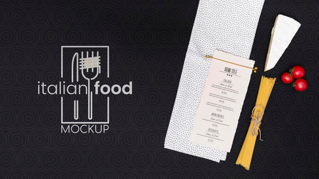 Flat Lay Italian Food Concept With Pasta Psd