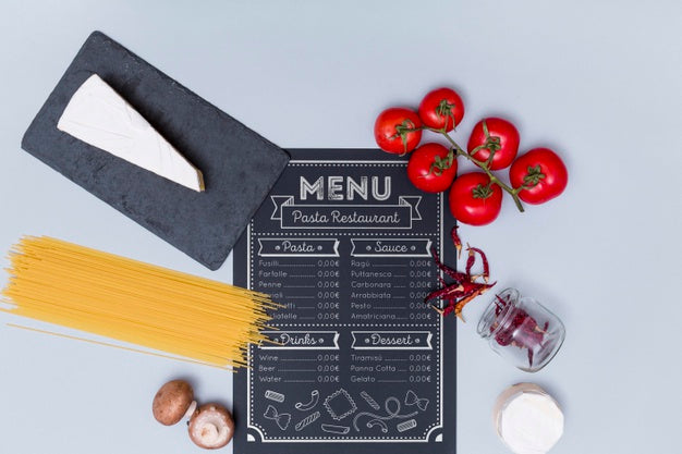 Flat Lay Italian Menu And Ingredients Psd