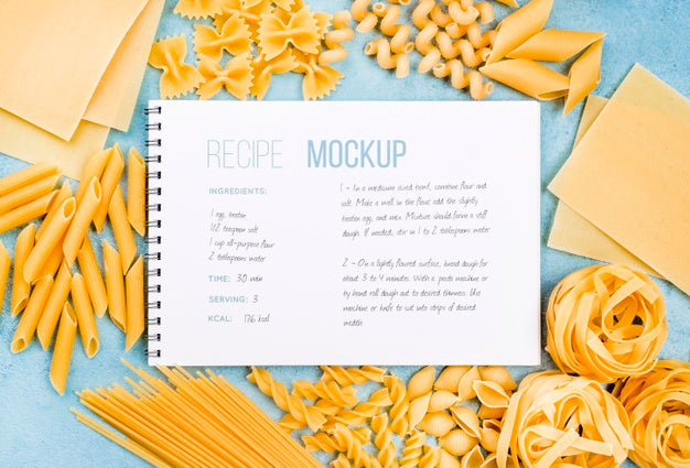 Flat Lay Italian Menu And Pasta Psd