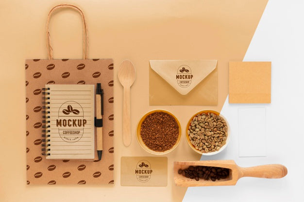 Flat Lay Items Arrangement Coffee Branding Psd