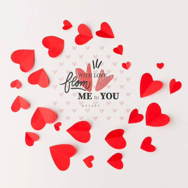 Flat Lay Little Red Heart Shapes Psd