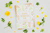 Flat Lay Lovely Paper Mock-Up With Floral Assortment Psd