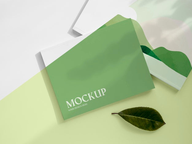 Flat Lay Magazine And Leaf Arrangement Psd