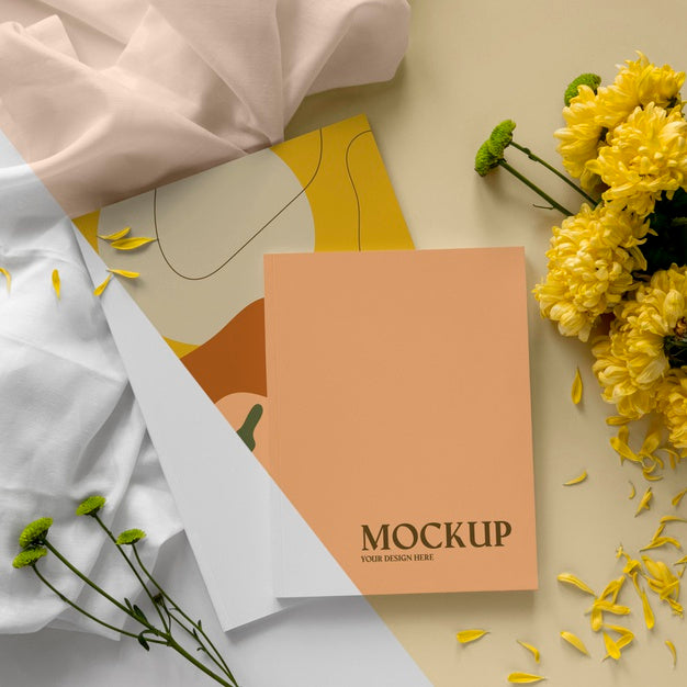 Flat Lay Magazine And Plant Assortment Psd