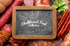 Flat Lay Meat Products With Blackboard Mock-Up Psd