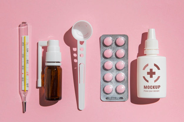 Flat Lay Medicine Concept With Pills Psd
