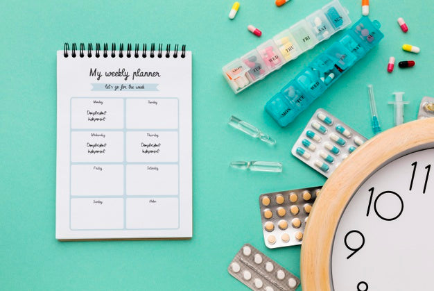 Flat Lay Medicine On Green Background Psd