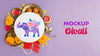 Flat Lay Minimalist Happy Diwali Festival Mock-Up Psd