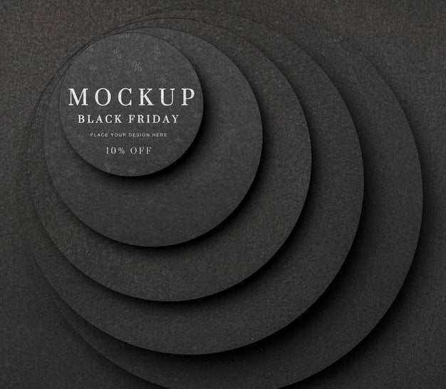 Flat Lay Mock-Up Black Friday Layers Of Circular Stairs Psd