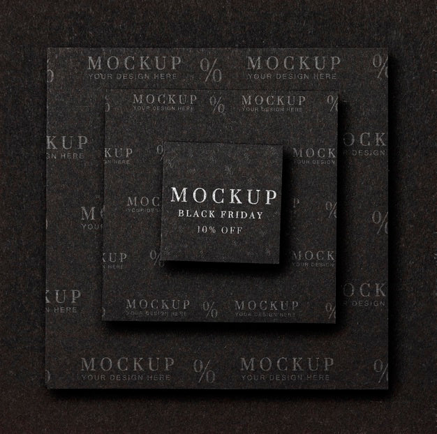 Flat Lay Mock-Up Black Friday Layers Of Squared Shapes Psd