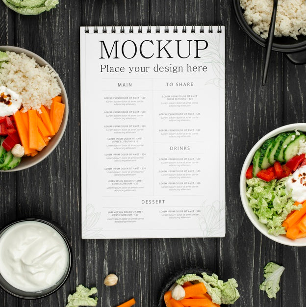 Flat Lay Mock-Up With Delicious Food Psd