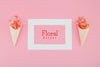 Flat Lay Mock-Up With Flowers In Paper Cones Psd