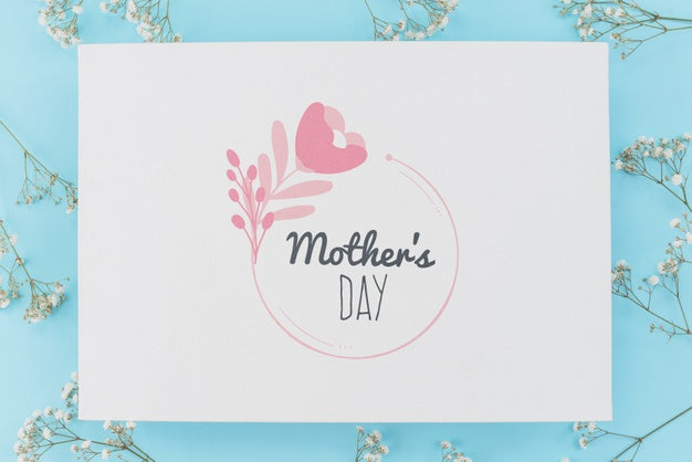 Flat Lay Mothers Day Card Mockup Psd