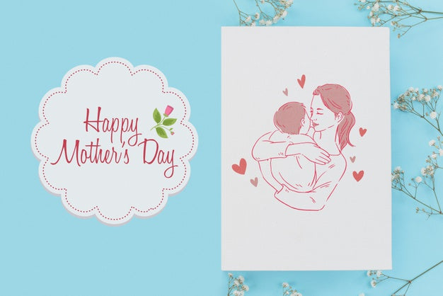 Flat Lay Mothers Day Card Mockup Psd