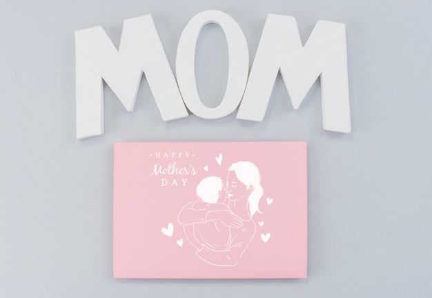 Flat Lay Mothers Day Card Mockup Psd