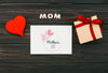 Flat Lay Mothers Day Card Mockup Psd