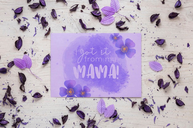 Flat Lay Mothers Day Card Mockup Psd