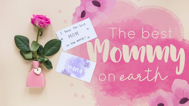 Flat Lay Mothers Day Card Mockup Psd