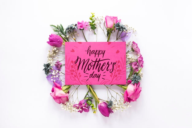 Flat Lay Mothers Day Card Mockup Psd