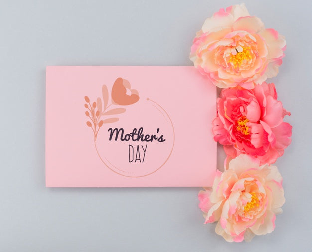 Flat Lay Mothers Day Card Mockup Psd