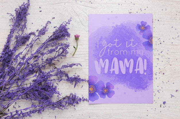 Flat Lay Mothers Day Card Mockup Psd