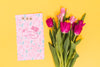 Flat Lay Mothers Day Composition With Card Mockup Psd