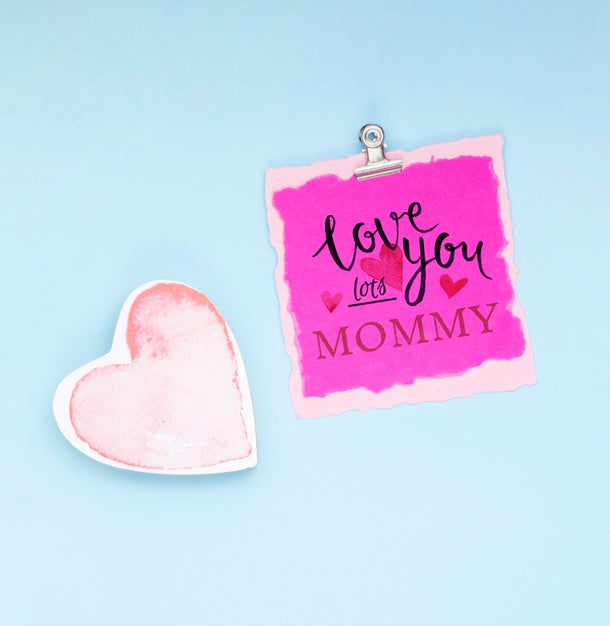 Flat Lay Mothers Day Composition With Card Mockup Psd