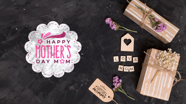 Flat Lay Mothers Day Composition With Copyspace For Logo Psd