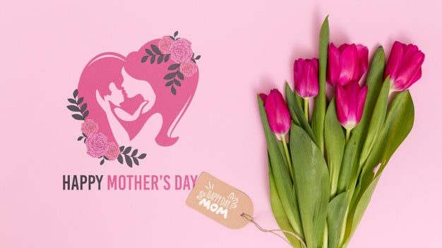 Flat Lay Mothers Day Composition With Copyspace For Logo Psd