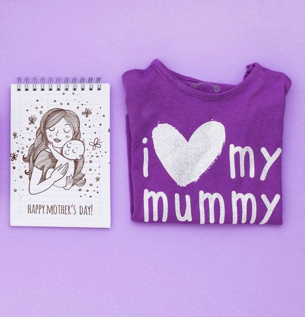 Flat Lay Mothers Day Composition With Notepad Mockup Psd