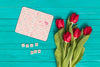 Flat Lay Mothers Day Composition With Open Book Mockup Psd