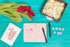 Flat Lay Mothers Day Composition With Open Book Mockup Psd