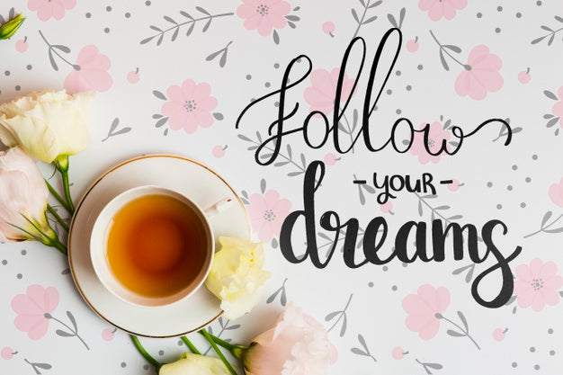 Flat Lay Motivational Quote Mock-Up On Cute Background Psd