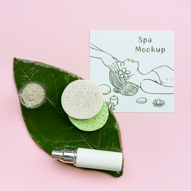 Flat Lay Natural Spa With Soap On Leaf Psd