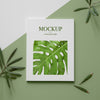Flat Lay Nature Magazine Cover Mock-Up With Leaves Arrangement Psd