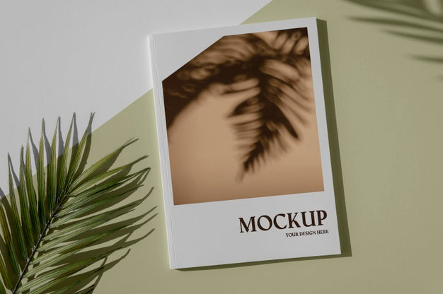 Flat Lay Nature Magazine Cover Mock-Up With Leaves Assortment Psd