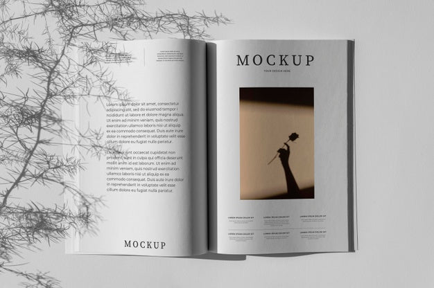 Flat Lay Nature Magazine Cover Mock-Up With Leaves Assortment Psd
