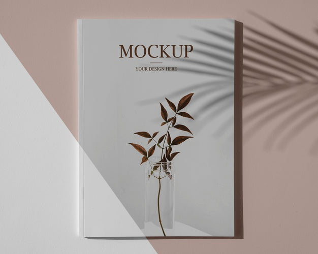 Flat Lay Nature Magazine Cover Mock-Up With Leaves Assortment Psd