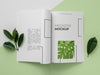 Flat Lay Nature Magazine Cover Mock-Up With Leaves Psd