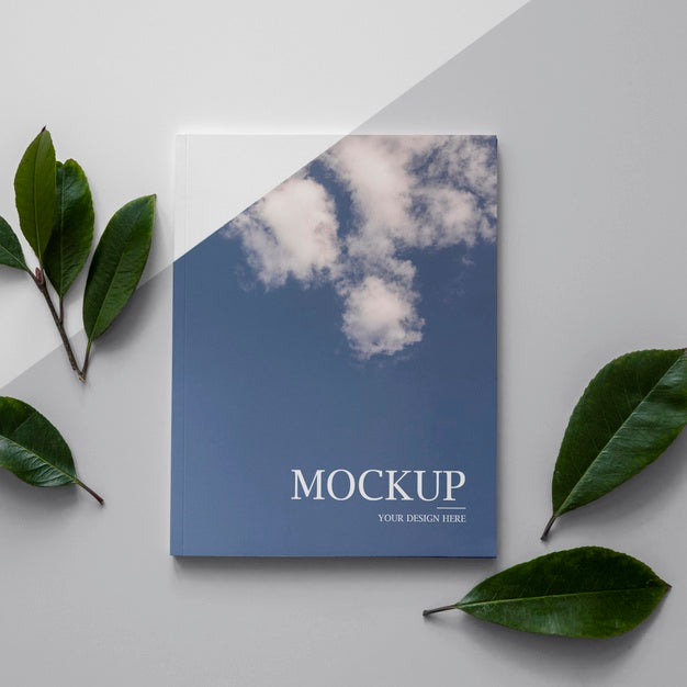 Flat Lay Nature Magazine Cover Mock-Up With Leaves Psd