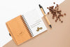 Flat Lay Notebook And Coffee Beans Psd