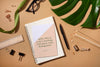Flat Lay Notebook And Monstera Plant Psd