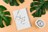 Flat Lay Notebook And Monstera Plant Psd
